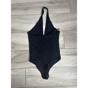 Abercrombie & Fitch Women's Split Neck Tank Bodysuit Sleeveless Black Size M